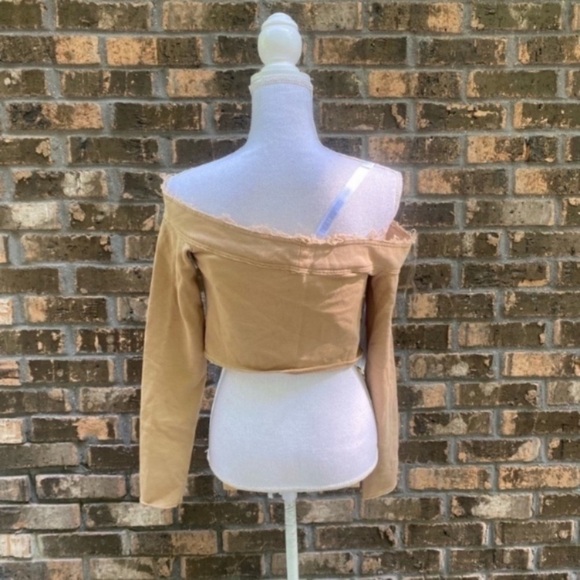 NEW Mistress Rocks Tumble Off The Shoulder Crop Top Size Large Brown - Picture 3 of 7